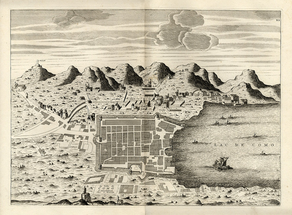 COMO - MORTIER, Pierre. 1724. "La ville de Como". Graziosa …