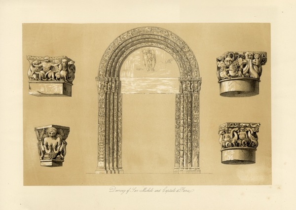 PAVIA - "Doorway of San Michele and Capitals in Pavia", …