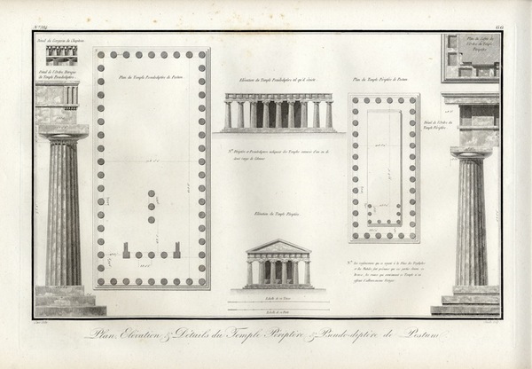 PESTO - "Plan, elÃ©vation "dÃ©tails du Temple PÃ©riptÃ©re Pseudo-diptere de …