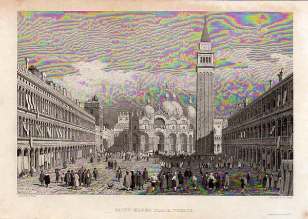 VENEZIA - "Saint Mark Place, Venice". Animatissima veduta.