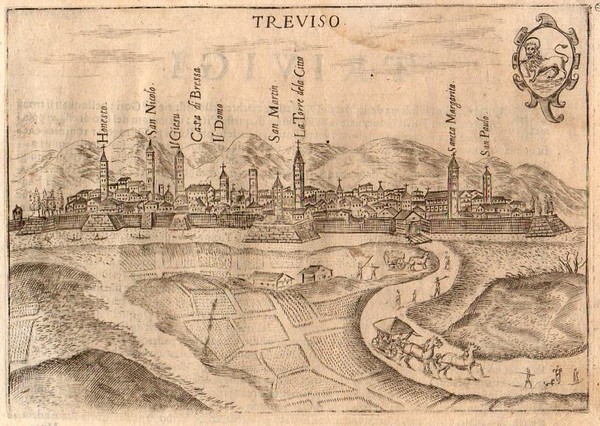 TREVISO – “Treviso” Veduta prospettica della città, con carrozza in …