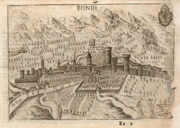 FONDI - "Fondi" Veduta prospettica della città fortificata.