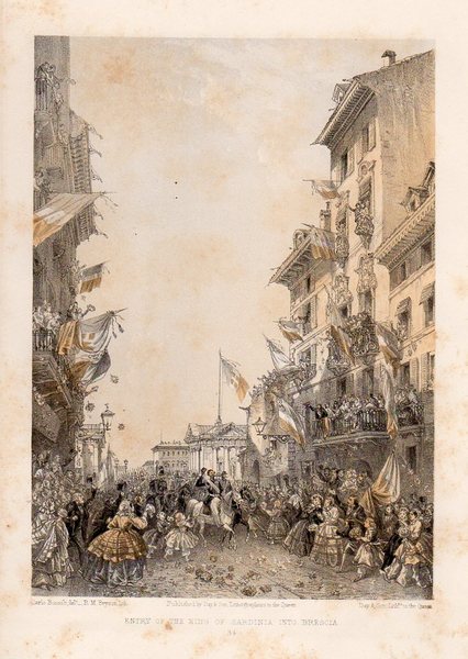 BRESCIA - Guerra d'Italia. "Entry of the king of Sardinia …