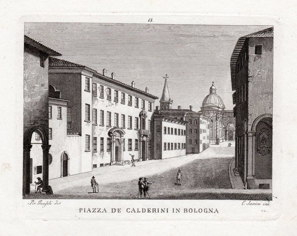 BOLOGNA - "Piazza de' Calderini in Bologna" Pio Panfili dis. …