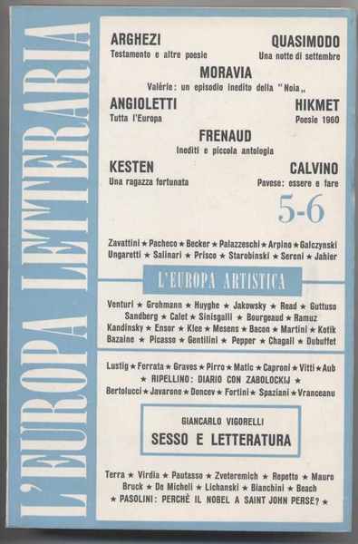 l'Europa letteraria - Rivista bimestrale dicembre 1960 Anno I n. …