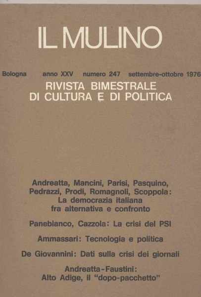 Il Mulino rivista bimestrale di cultura e politica anno XXV …