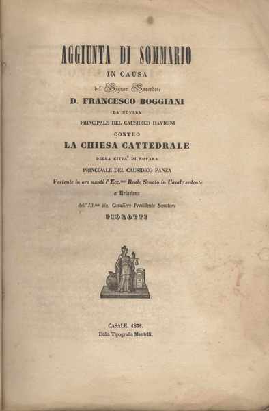 Aggiunta di sommario in causa del Signor Sacerdote D. Francesco …