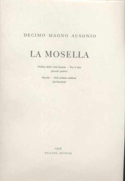 La Mosella - Ordine delle città famose - Per il …