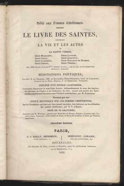 Le livre des saintes, contenant la vie et les actes …