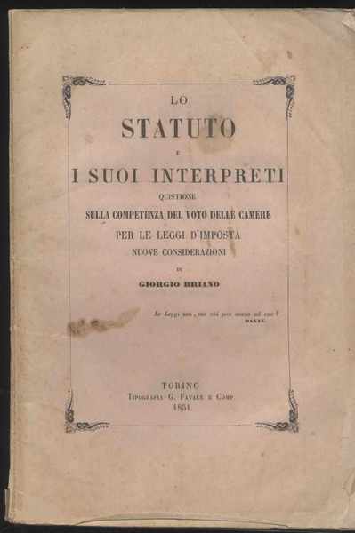 Lo Statuto e i suoi interpreti quistione sulla competenza del …