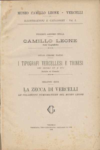 Museo Camillo Leone Illustrazione e cataloghi - Vol. I - …