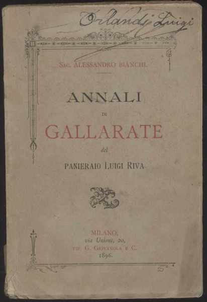 Annali di Gallarate del panieraio Luigi Riva