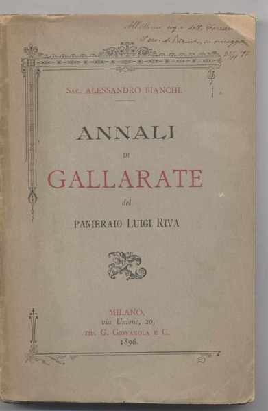 Annali di Gallarate del panieraio Luigi Riva