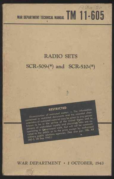 Radio Sets SCR-509 and SCR-510 - War department technical manual …