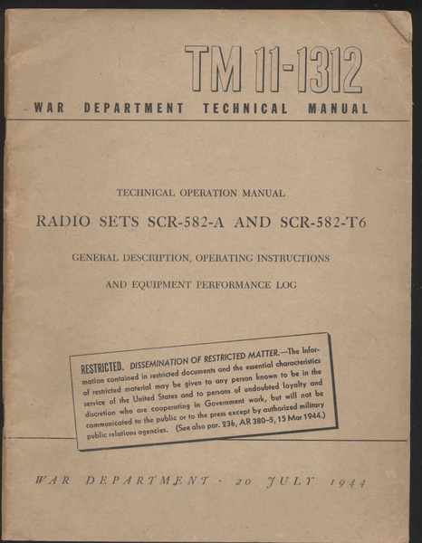 Radio sets SCR 582 A and SCR 582 T 6 …