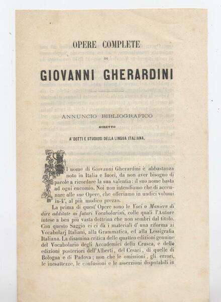 Della vita e degli di Giovanni Gherardini memorie del dottore …