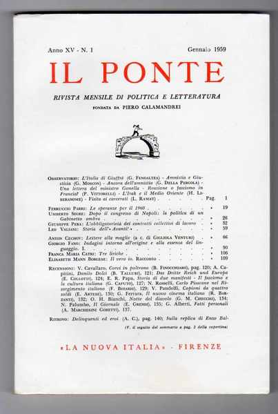 Il Ponte Rivista di dibattito politico e culturale fondata da …