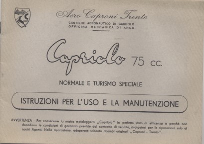 Aero Caproni Trento Capriolo 75 cc. - Istruzioni per l'uso …