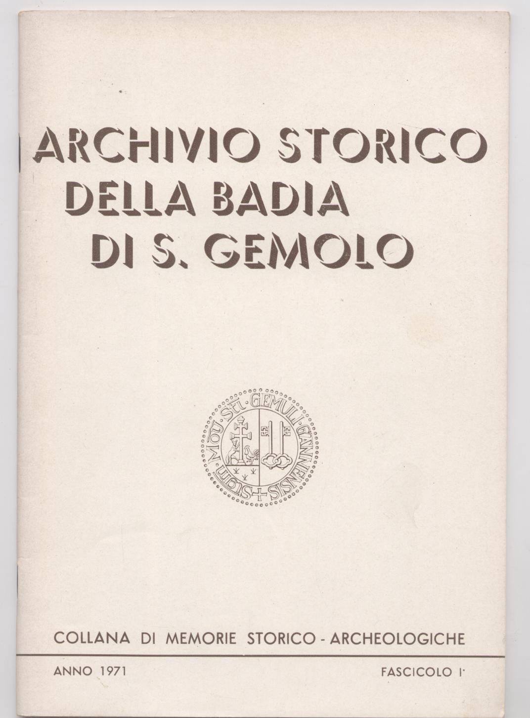 Archivio storico della Badia di S. Gemolo - Fascicolo I