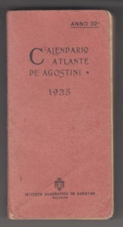 Calendario Atlante De Agostini 1935
