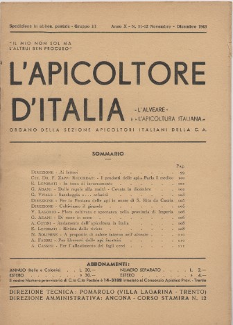L'apicoltore d'Italia - Organo della sezione apicoltori italiani della C. …