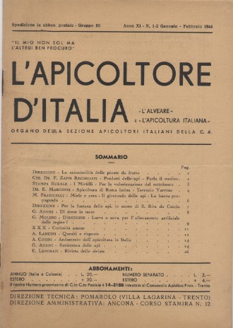 L'apicoltore d'Italia - Organo della sezione apicoltori italiani della C. …