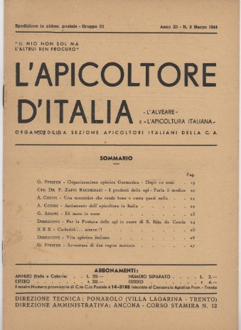 L'apicoltore d'Italia - Organo della sezione apicoltori italiani della C. …