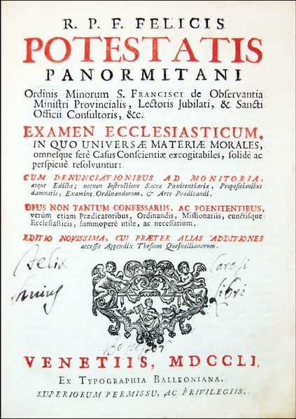 R. p. f. Felicis Potestatis panormitani […] examen ecclesiasticum, in …