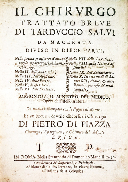 Il chirurgo trattato breve di Tarduccio Salvi da Macerata. Diviso …