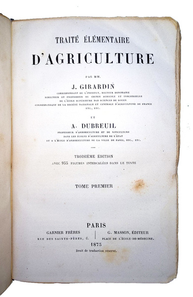 Traite elementaire d'agriculture par MM. J. Girardin […] et A. …
