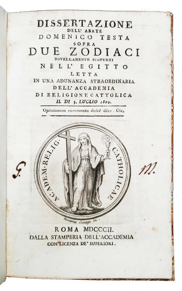 Dissertazione dell'abate Domenico Testa sopra due zodiaci nuovamente scoperti nell'Egitto …