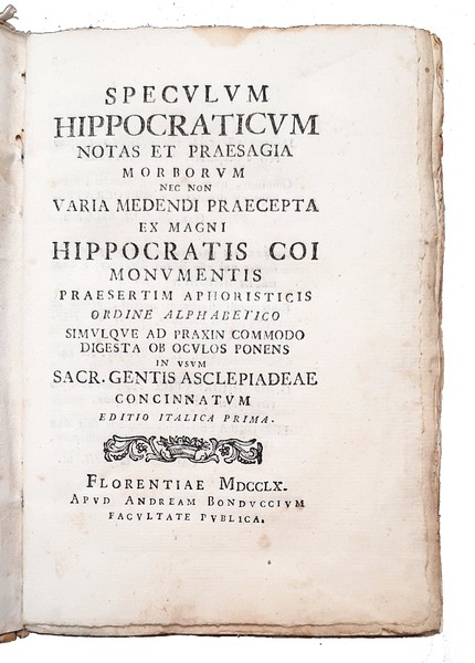 Speculum Hippocraticum notas et praesagia morborum nec non varia medendi …