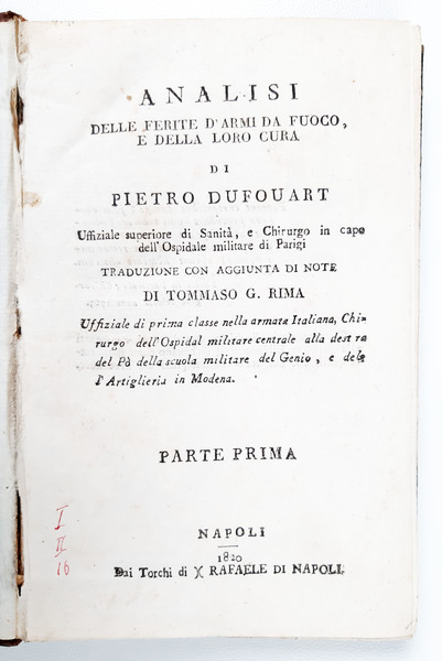 Analisi delle ferite d'armi da fuoco, e della loro cura …