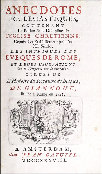Anecdotes ecclésiastiques, contenant la police et la discipline de l'église …