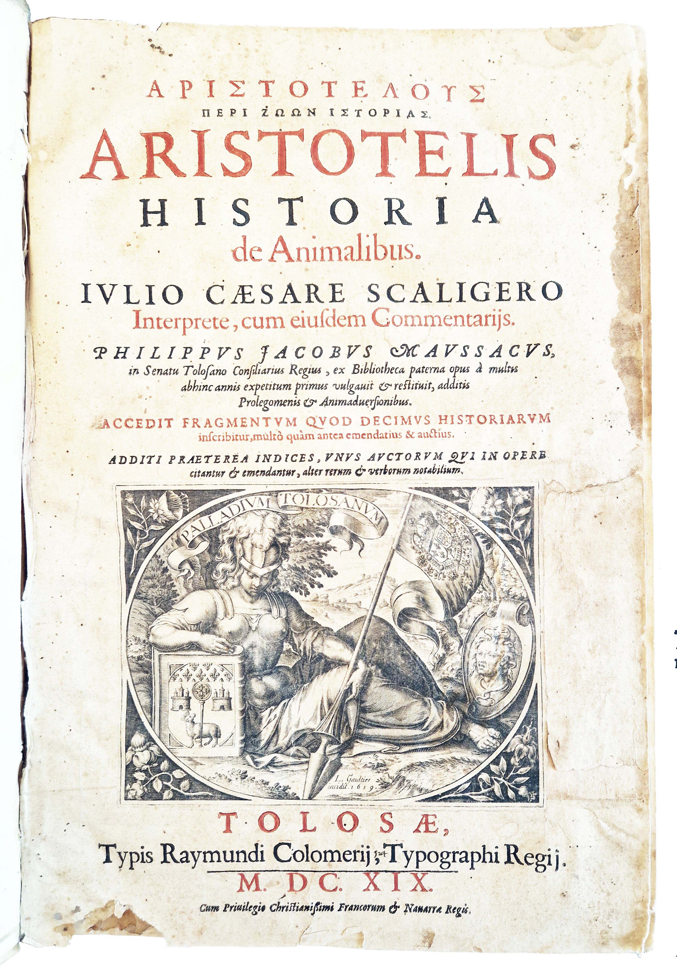 Aristotelous Peri zoon istorias. Aristotelis Historia de animalibus. Iulio Caesare …