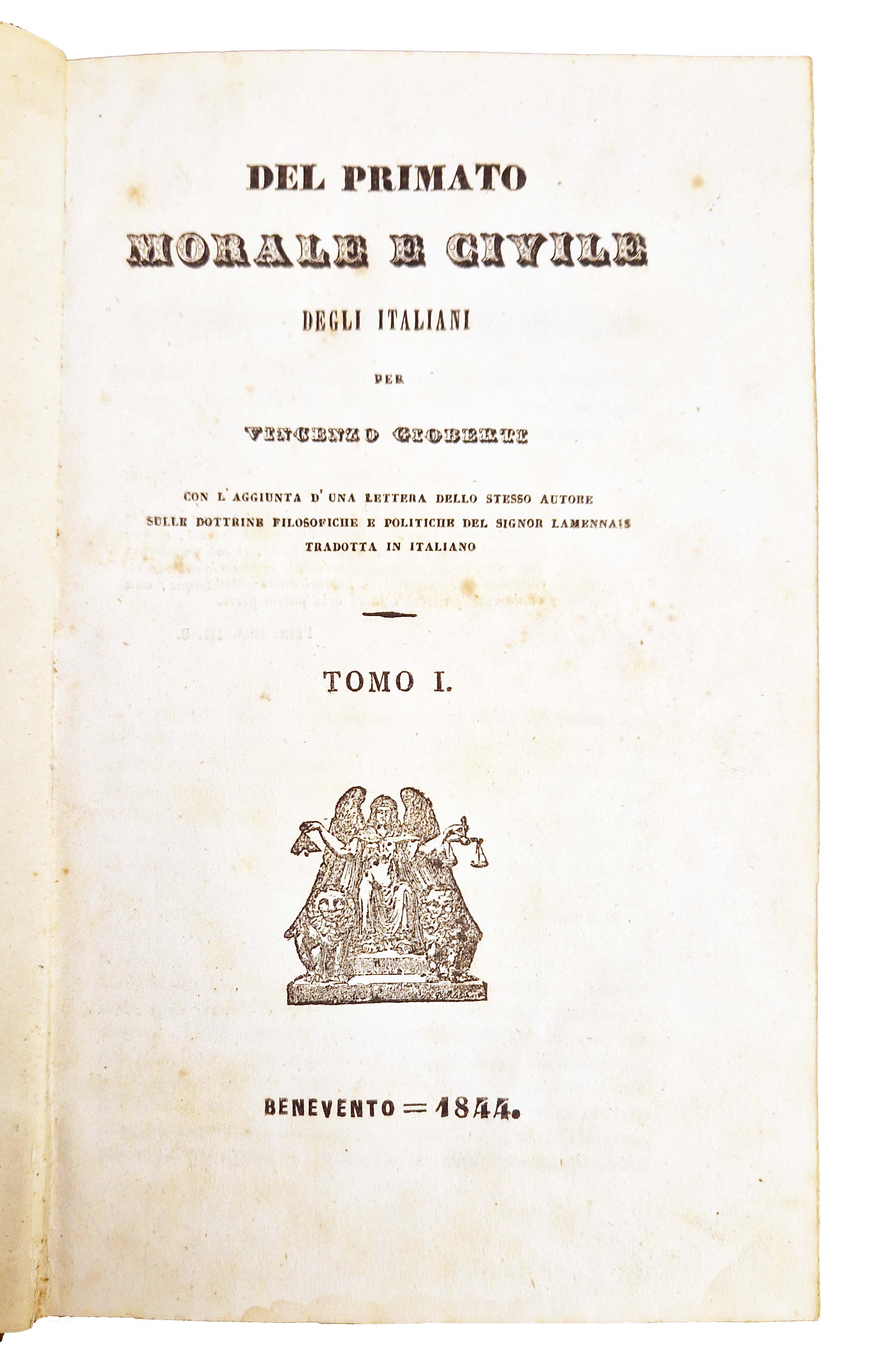 Del primato morale e civile degli italiani per Vincenzo Gioberti. …