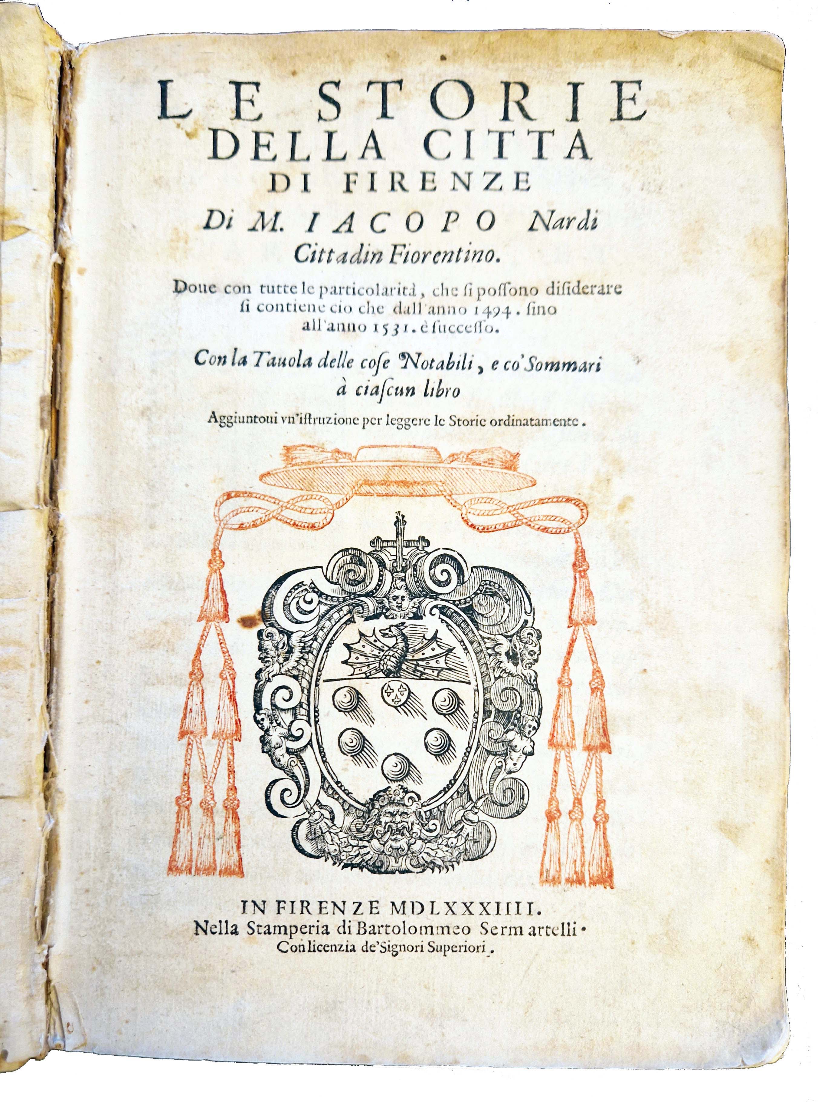 Le storie della citta di Firenze di M. Iacopo Nardi …