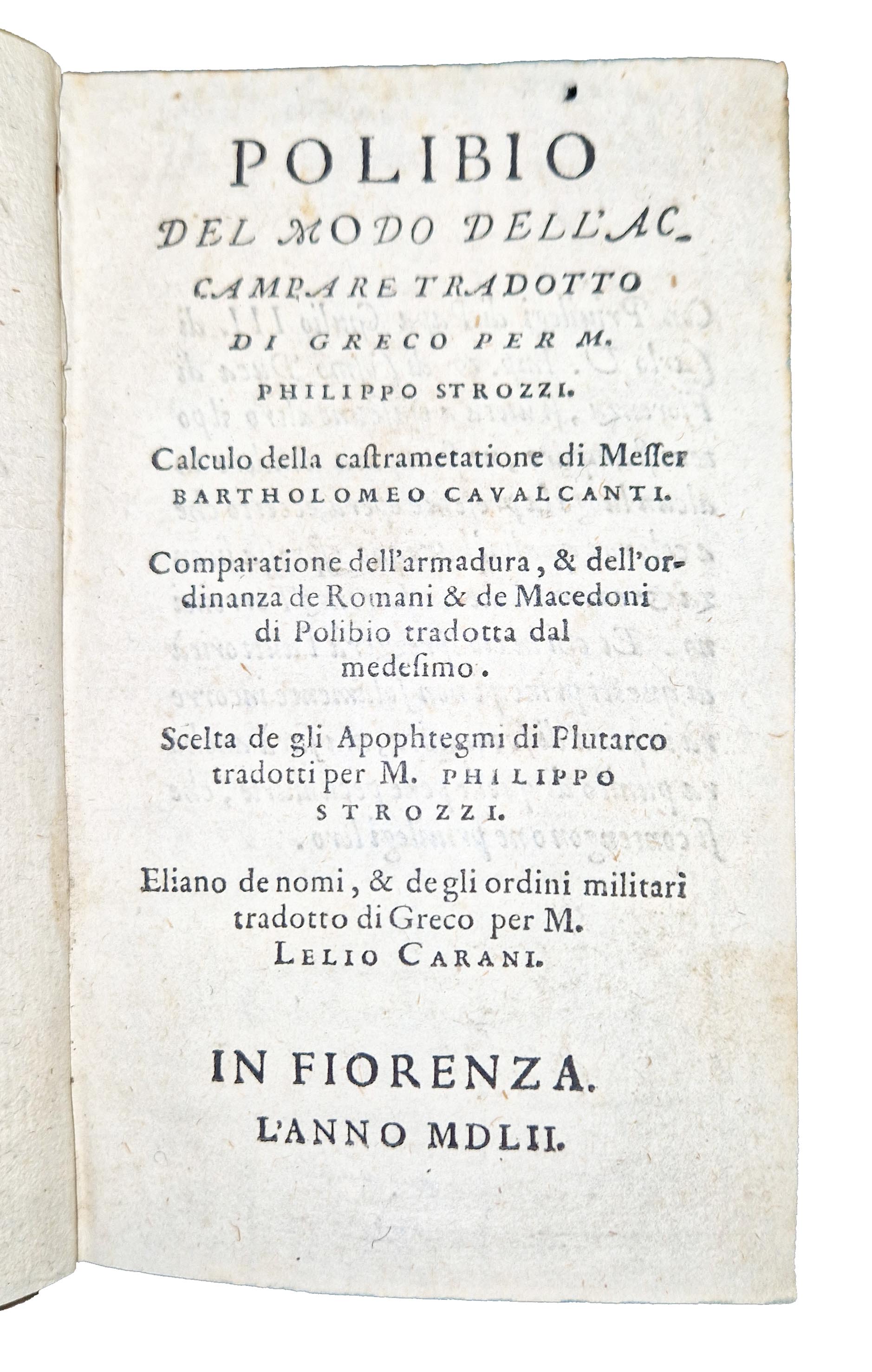 Polibio Del modo dell'accampare tradotto di Greco per m. Philippo …