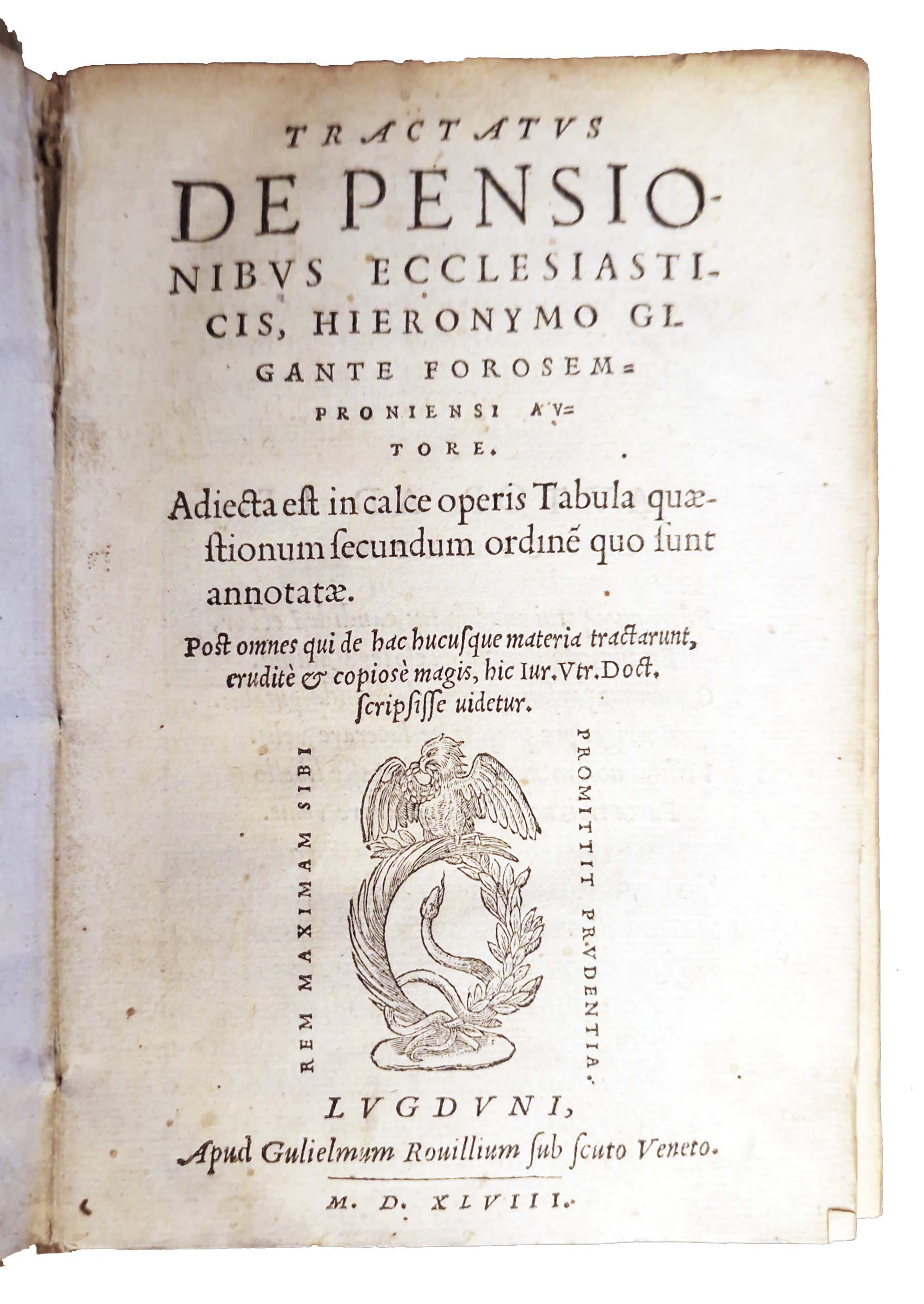 Tractatus de pensionibus ecclesiasticis, Hieronymo Gygante Forosemproniensi authore. Adiecta est …