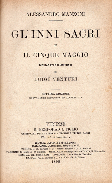 Gl'Inni Sacri e il Cinque Maggio. Dichiarati e illustrati da …