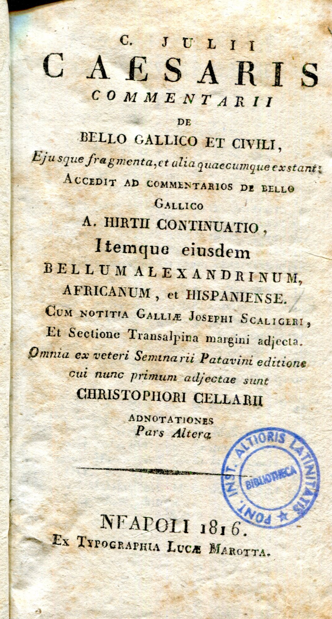 C. Julii Caesaris Commentarii de bello gallico et civili, ejusque …