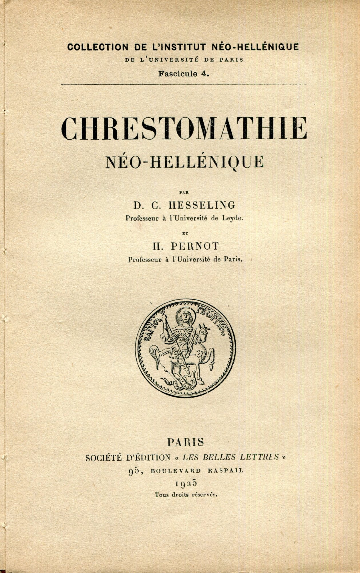 Chrestomathie néo-hellénique.