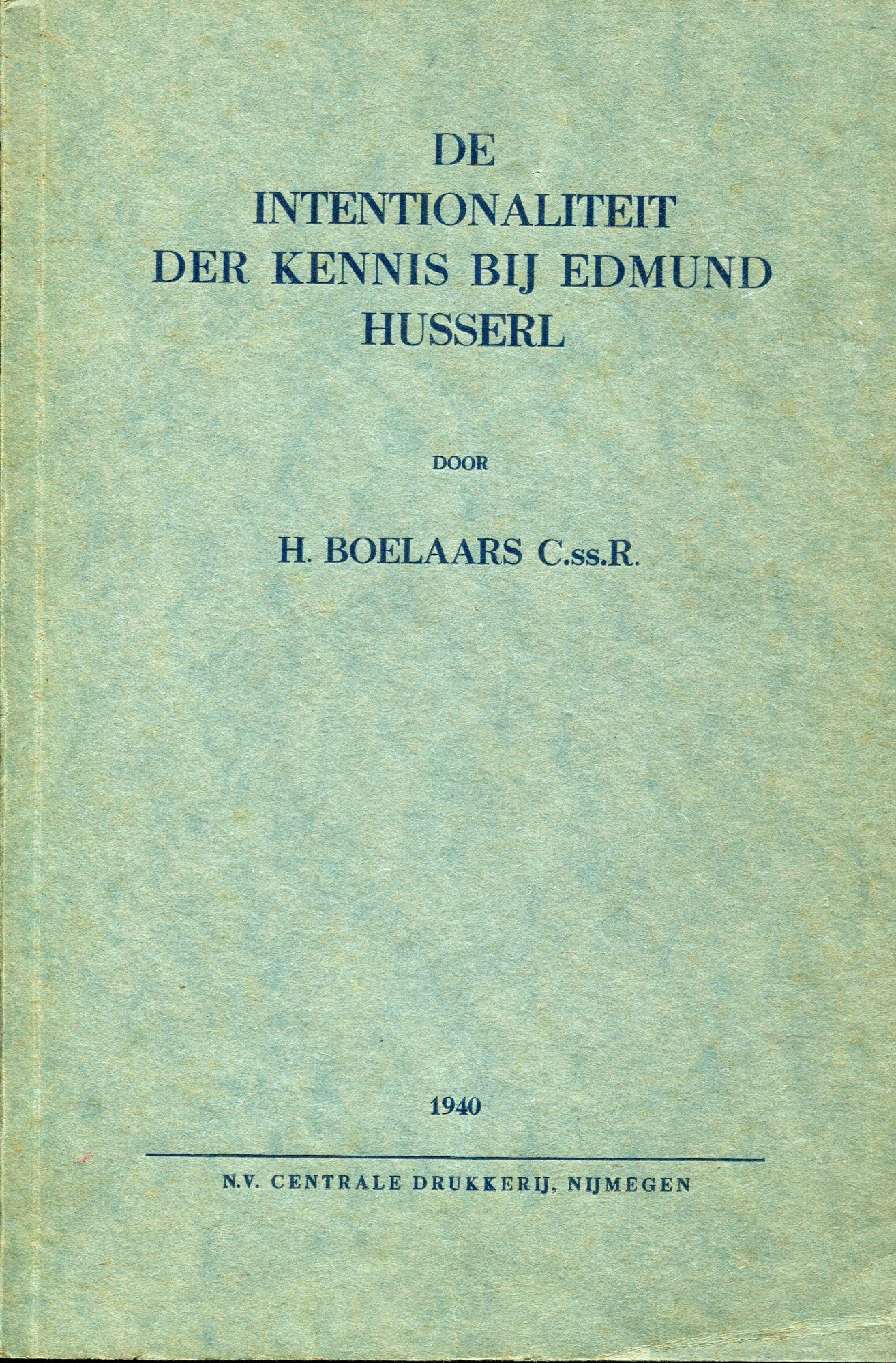 De intentionaliteit der kennis bij Edmund Husserl