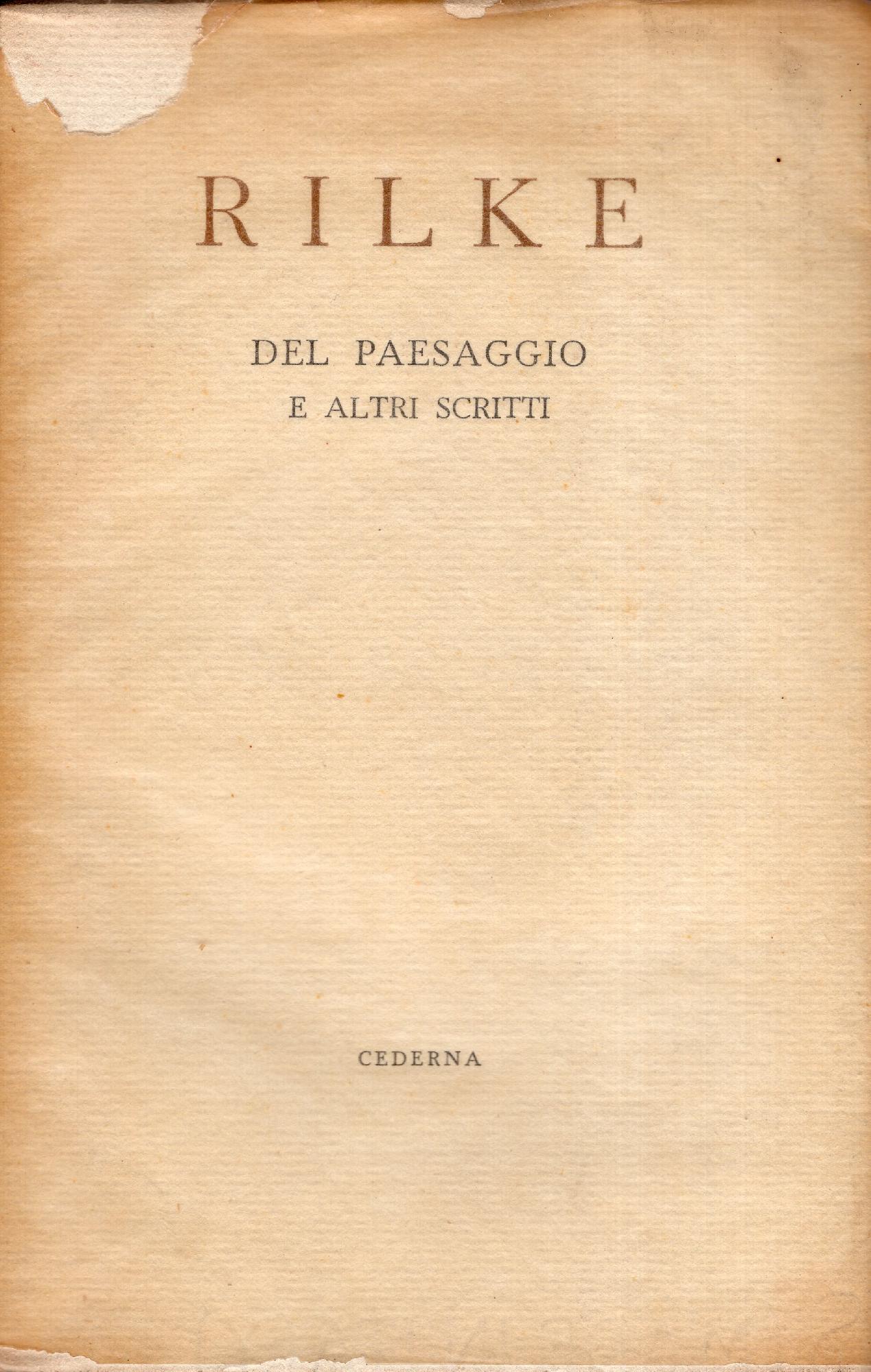 Del paesaggio e altri scritti, a cura di Giorgio Zampa
