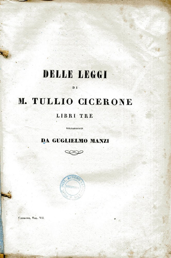 Delle Leggi libri tre da Manzi. Unito a: Paradossi indirizzati …