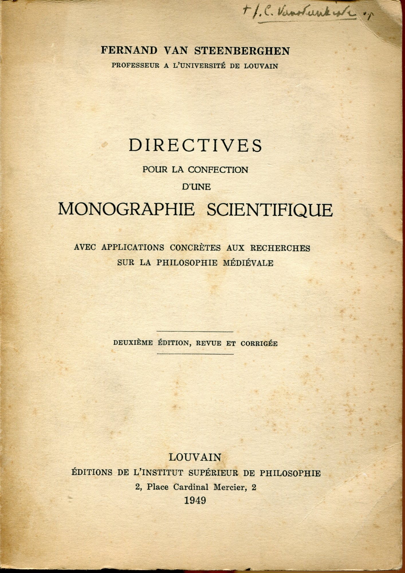 Directives pour la confection d'une monographie scientifique avec applications concretes …