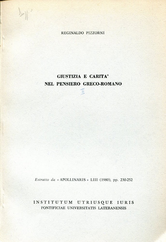 Giustizia e carità nel pensiero greco-romano. Estratto