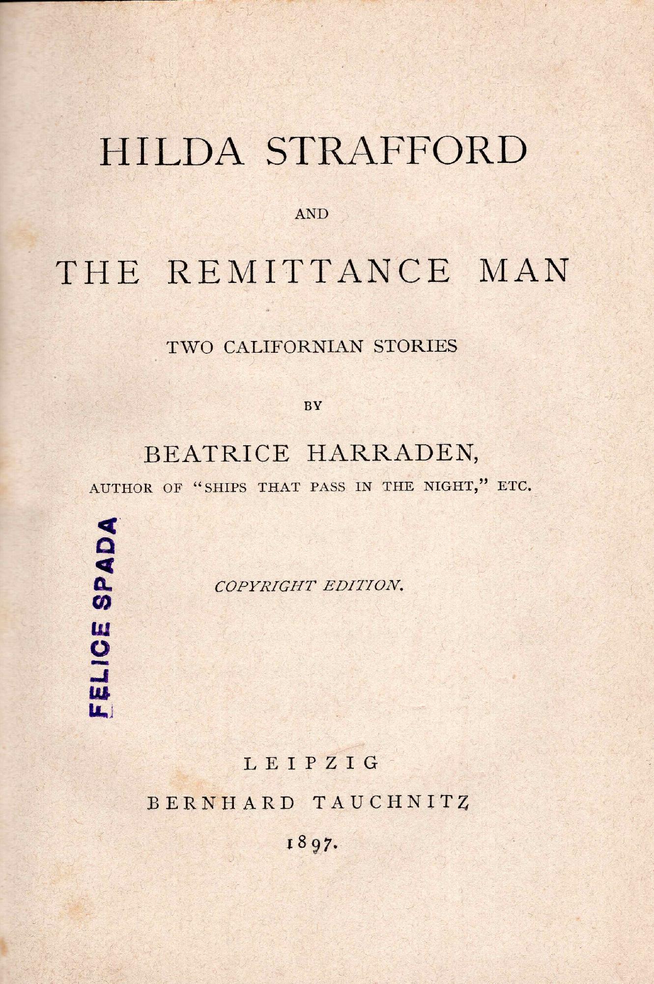 Hilda Strafford and the remittance man two Californian stories