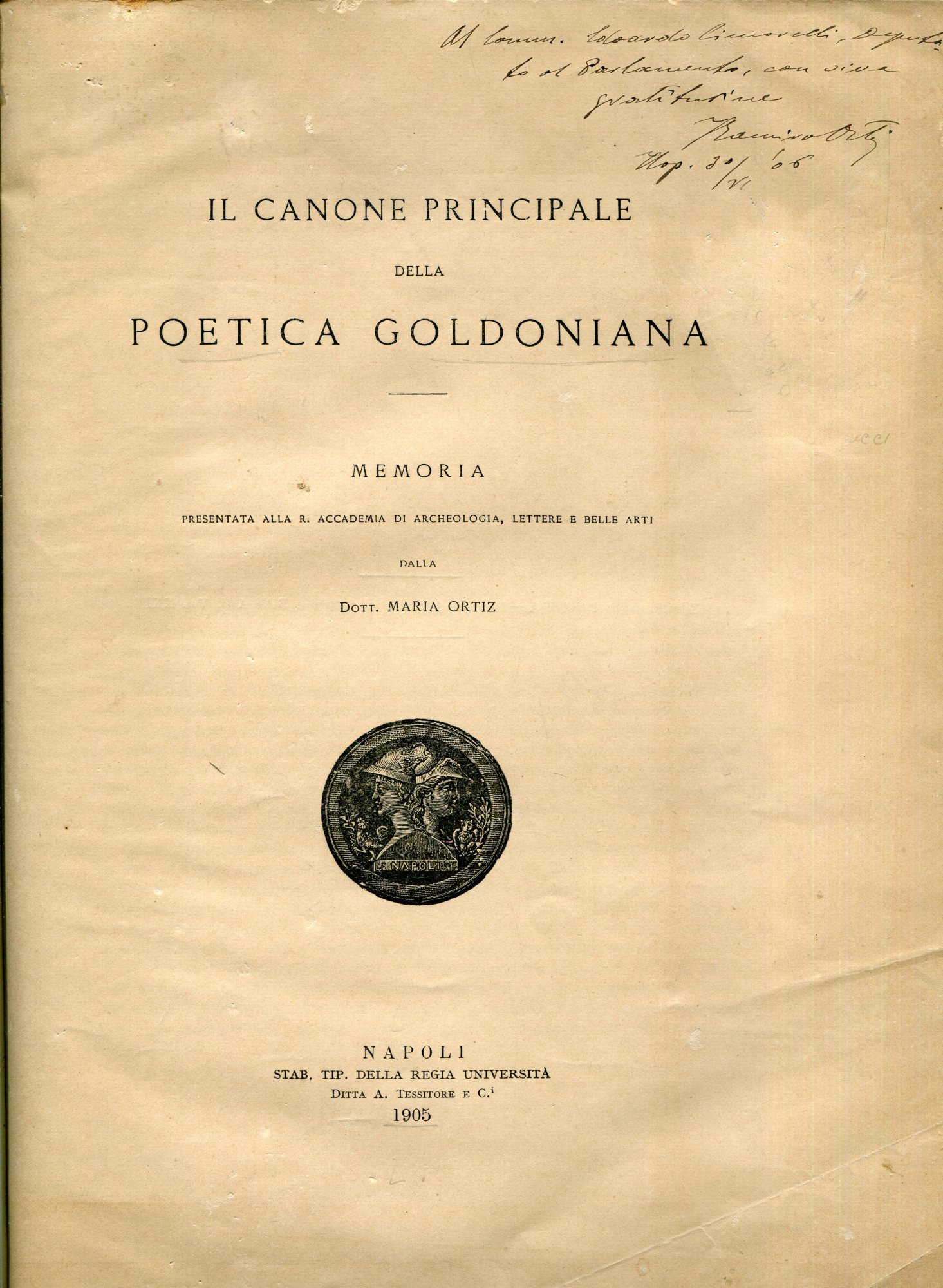Il canone principale della poetica goldoniana. Memoria presentata alla R. …