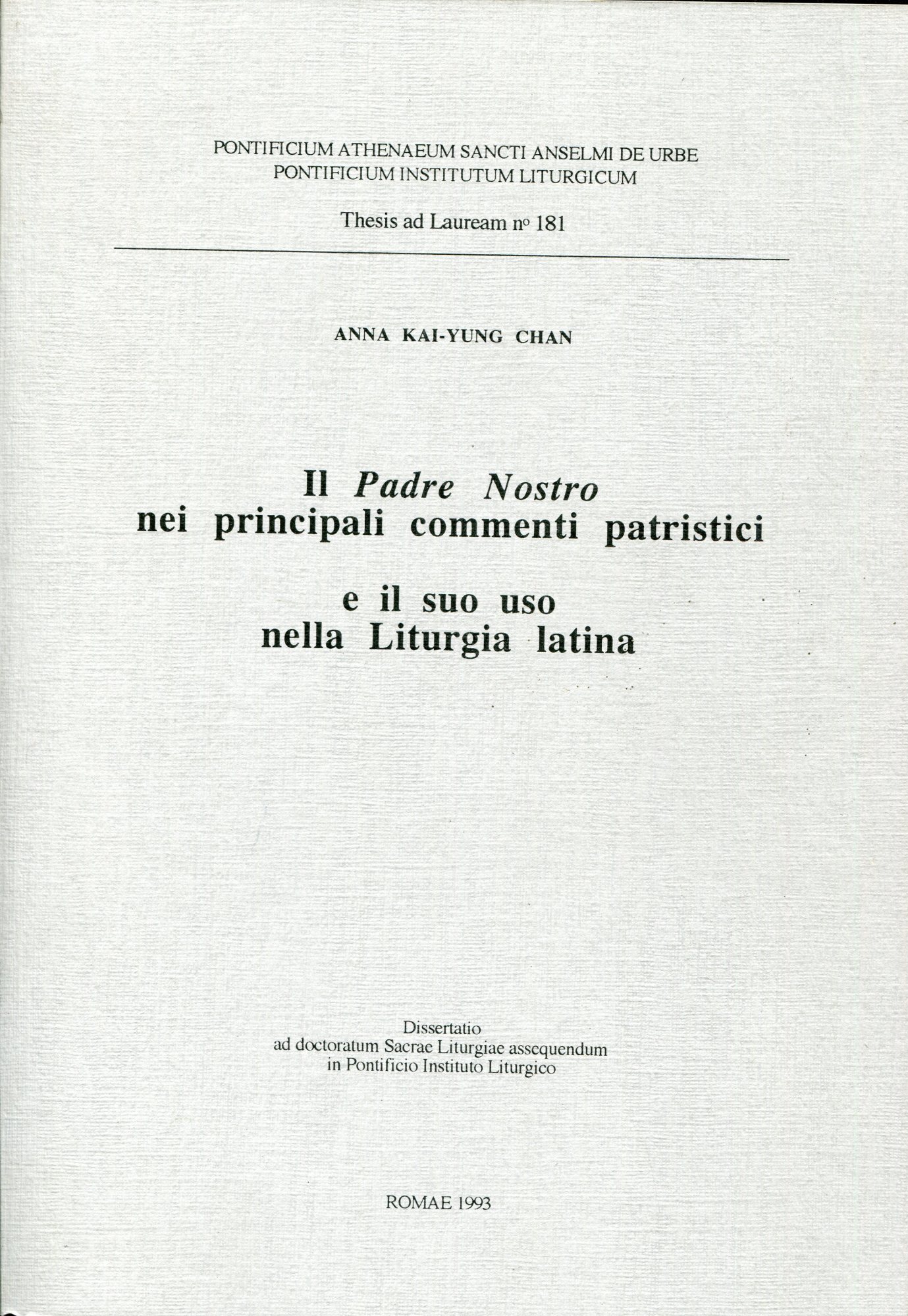 Il Padre Nostro nei principali commenti patristici e il suo …